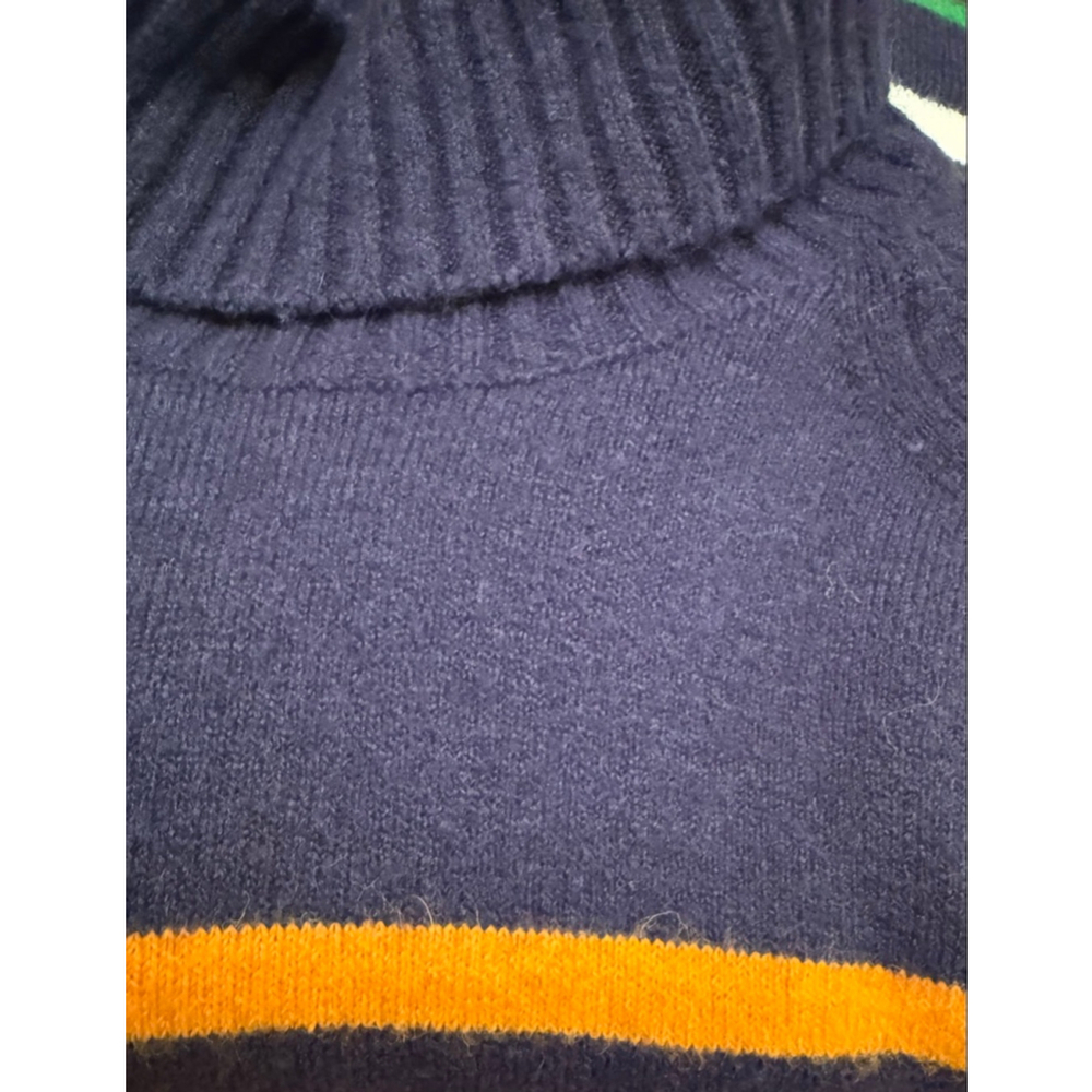 J.Crew Supersoft Navy Multistriped Turtleneck Sweater M - Picture 8 of 13